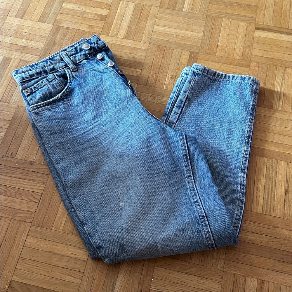 Stradivarius Light Blue Button-Fly Jeans